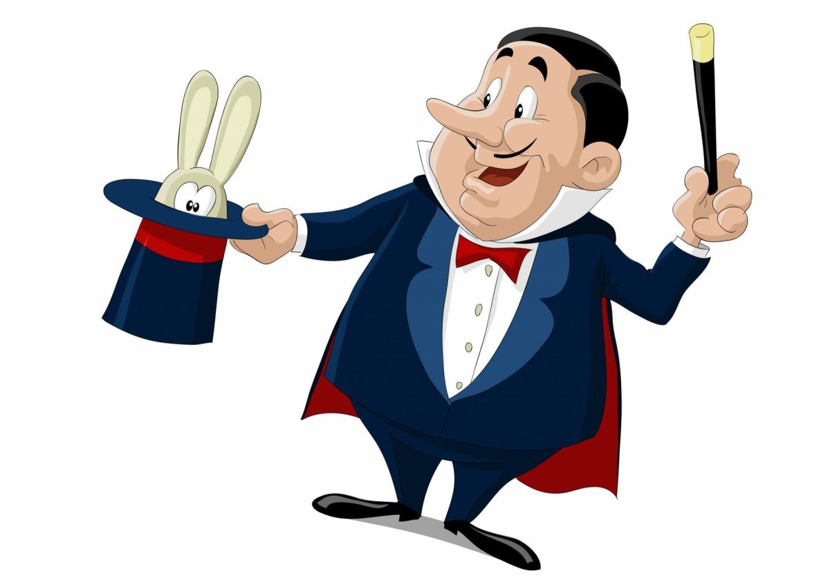 Фокусник на белом фоне