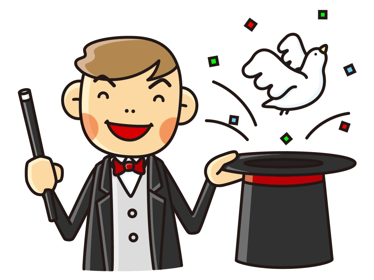 Фокусник на белом фоне