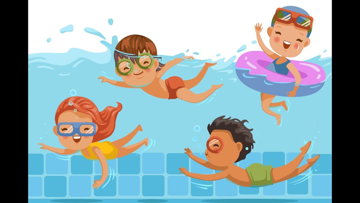 Дети бассейн иллюстрация