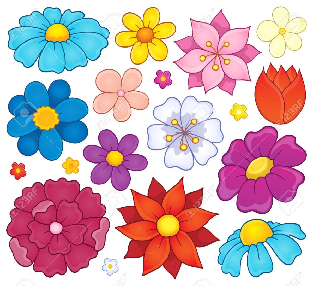 Головки цветов нарисованные