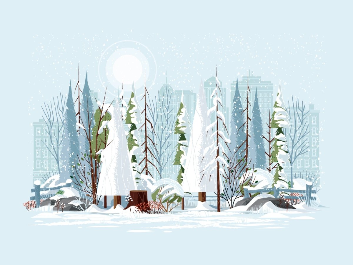 Зимний пейзаж в иллюстраторе