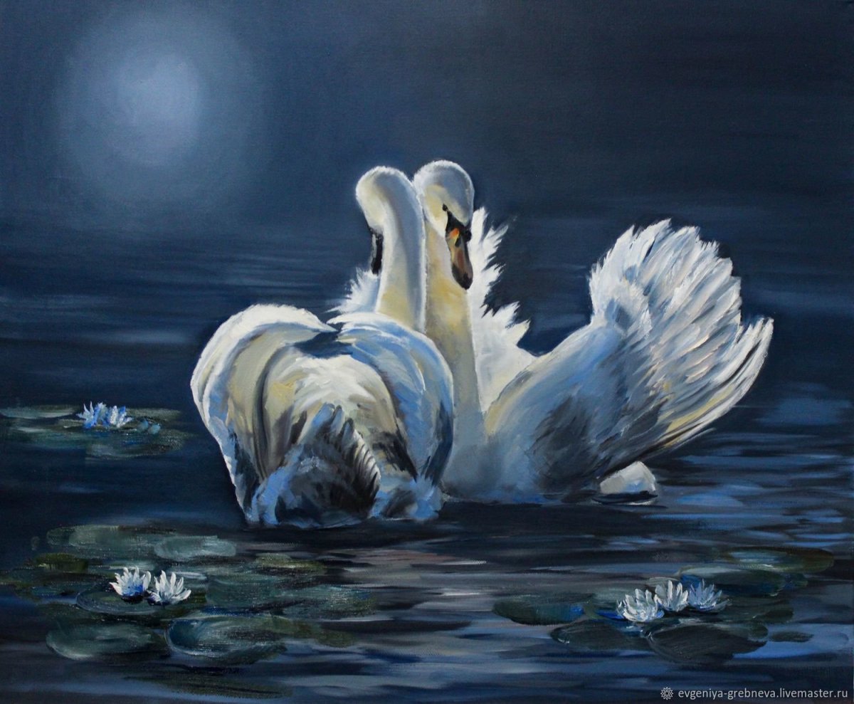 Лебеди живопись