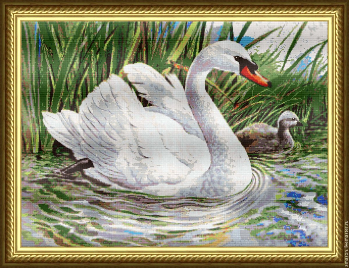 Алмазная мозаика 40x50 qa200257 лебеди