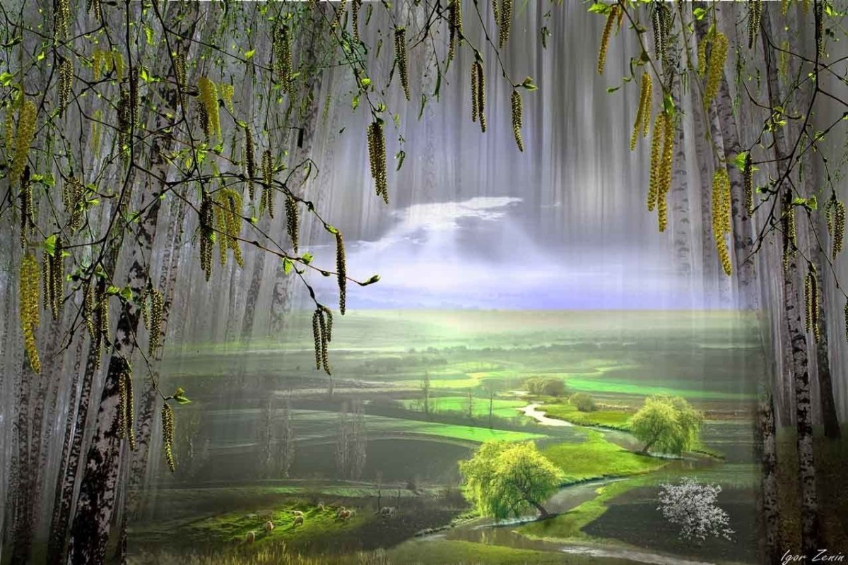 Маленькая девочка с зонтиком под дождем