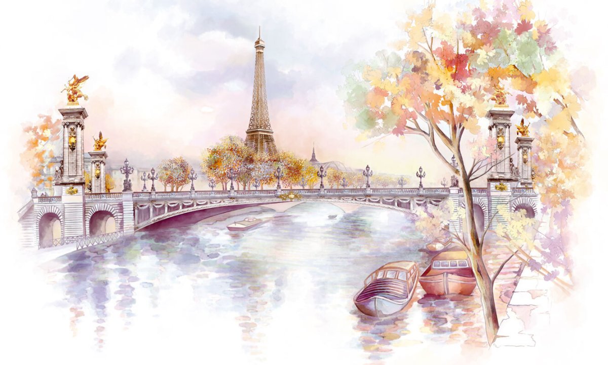 Фреска Париж Эйфелева башня