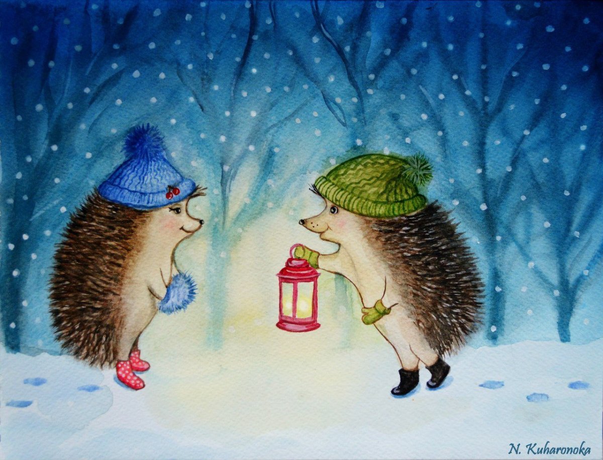 Ежик в сугробе