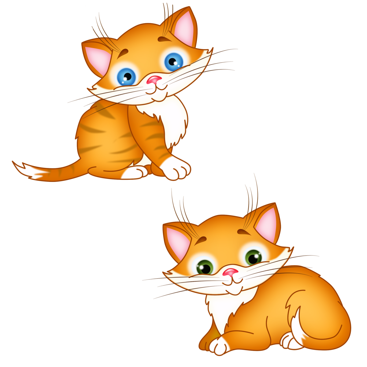 Кошка и котенок для детей