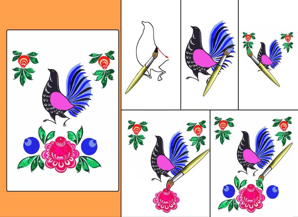 Городецкая роспись слайд