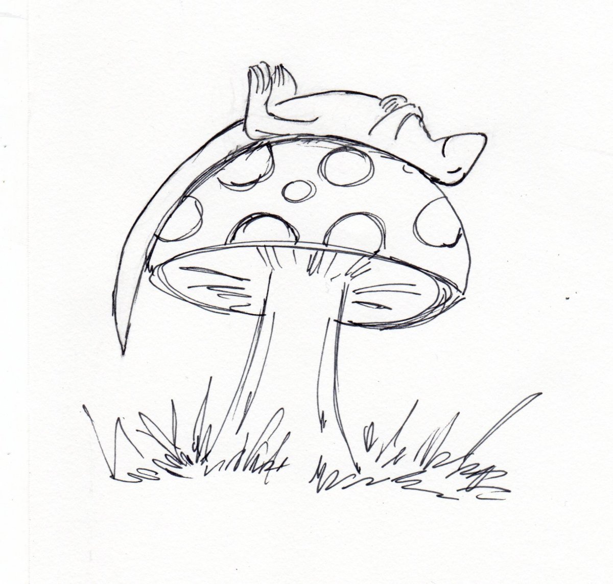 Нарисовать мухомор карандашом