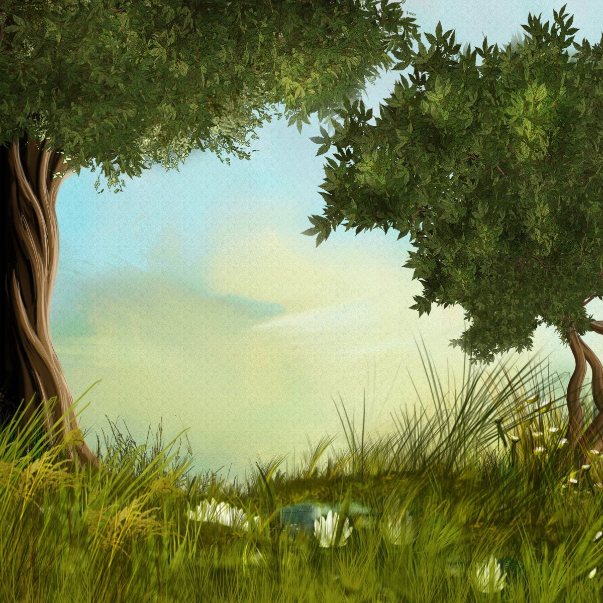 Лес в мультяшном стиле