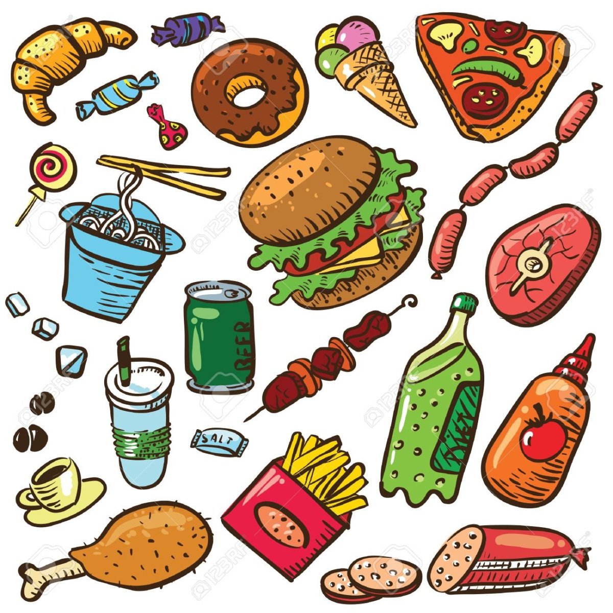 Нарисованная еда много