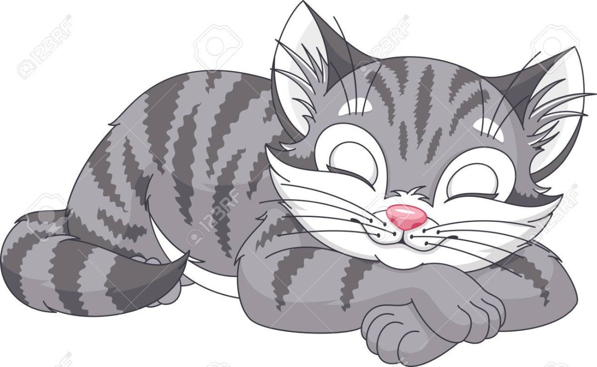 Серая кошка мультяшная