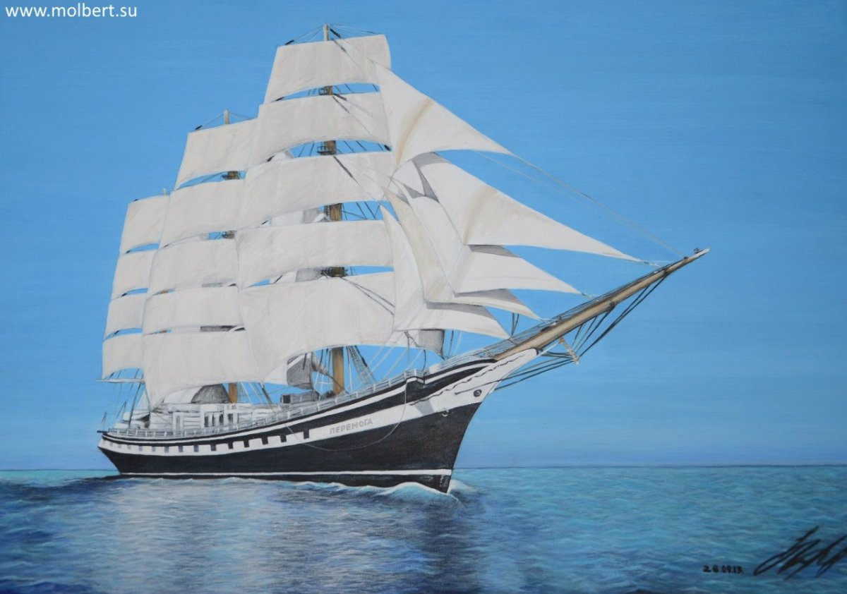 Парусник в море вектор