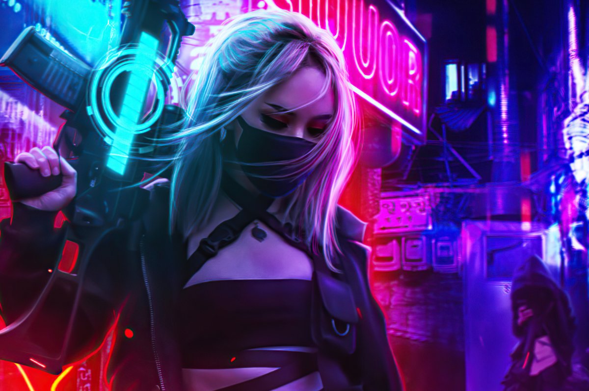 Cyberpunk 2077 арт неон