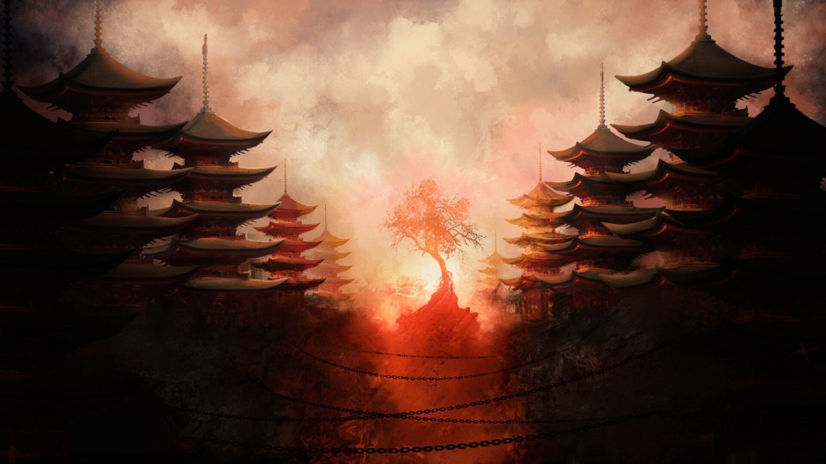 Храм самураев в Японии на рабочий фон