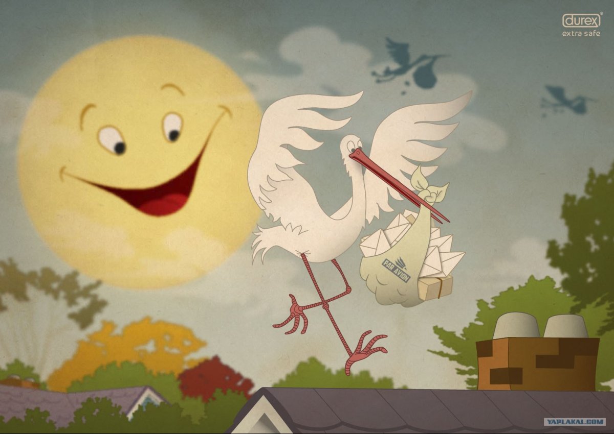 Аист приносит ребенка