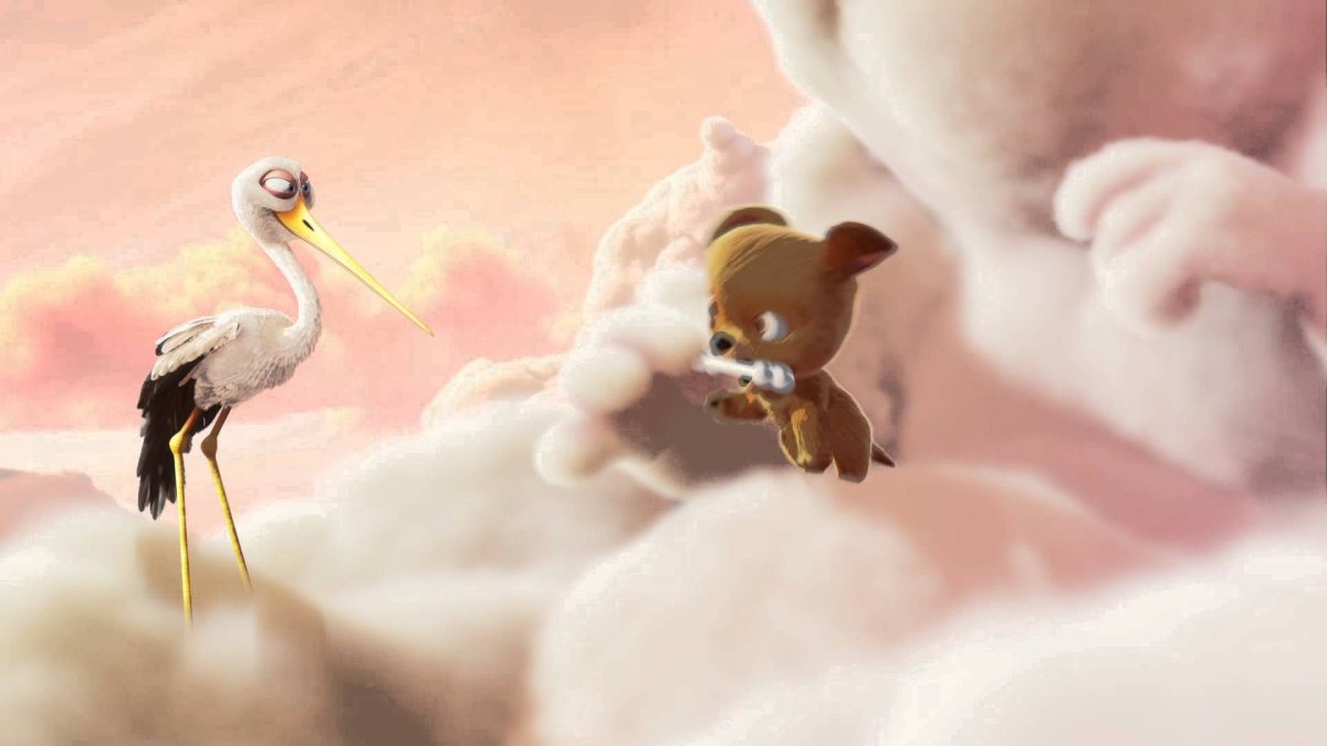 Фон с аистом и ребенком