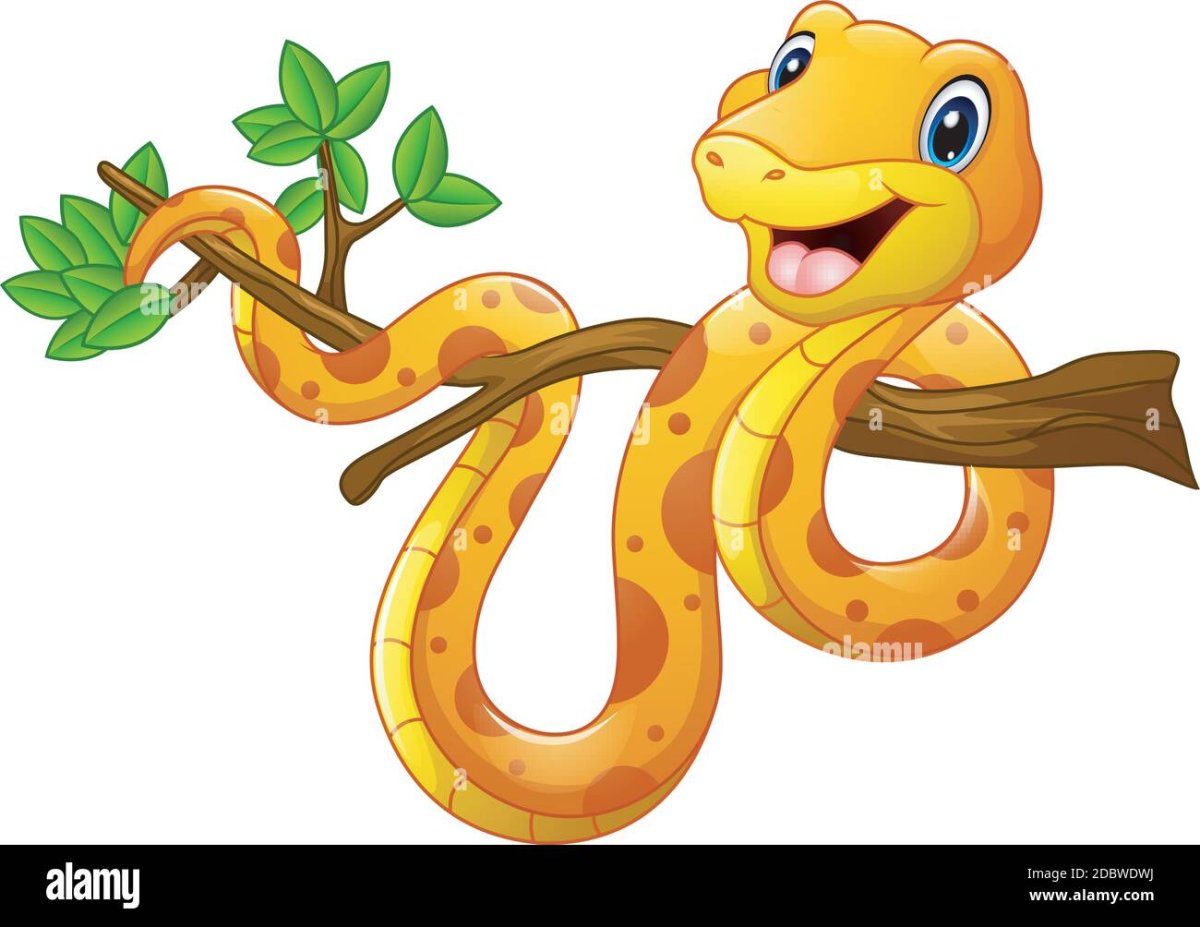 Мультяшная змея на дереве