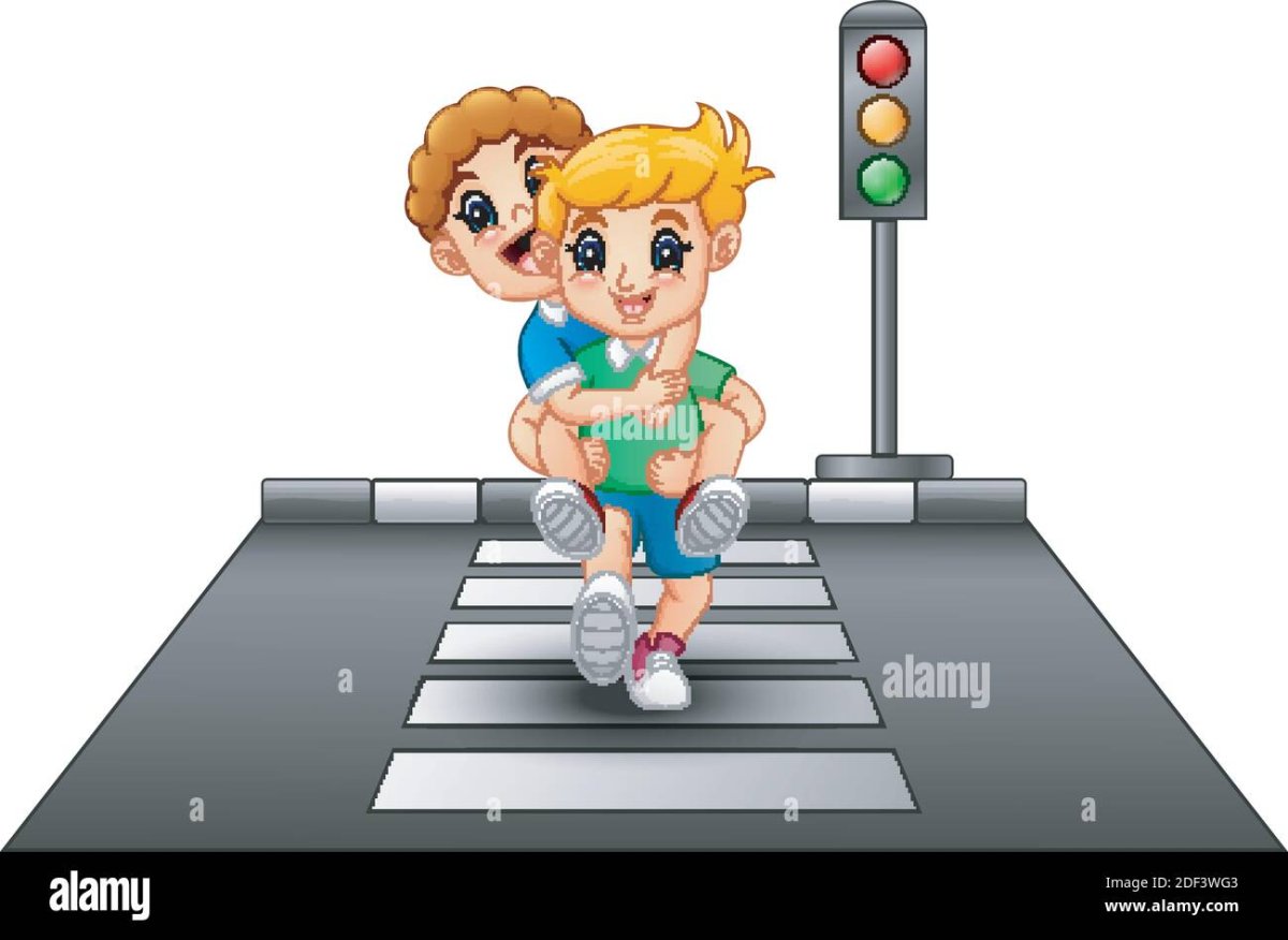 Пешеход на дороге векторный