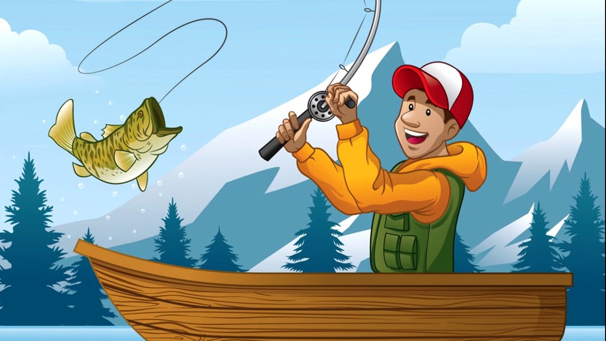 Рыбак в лодке иллюстрация