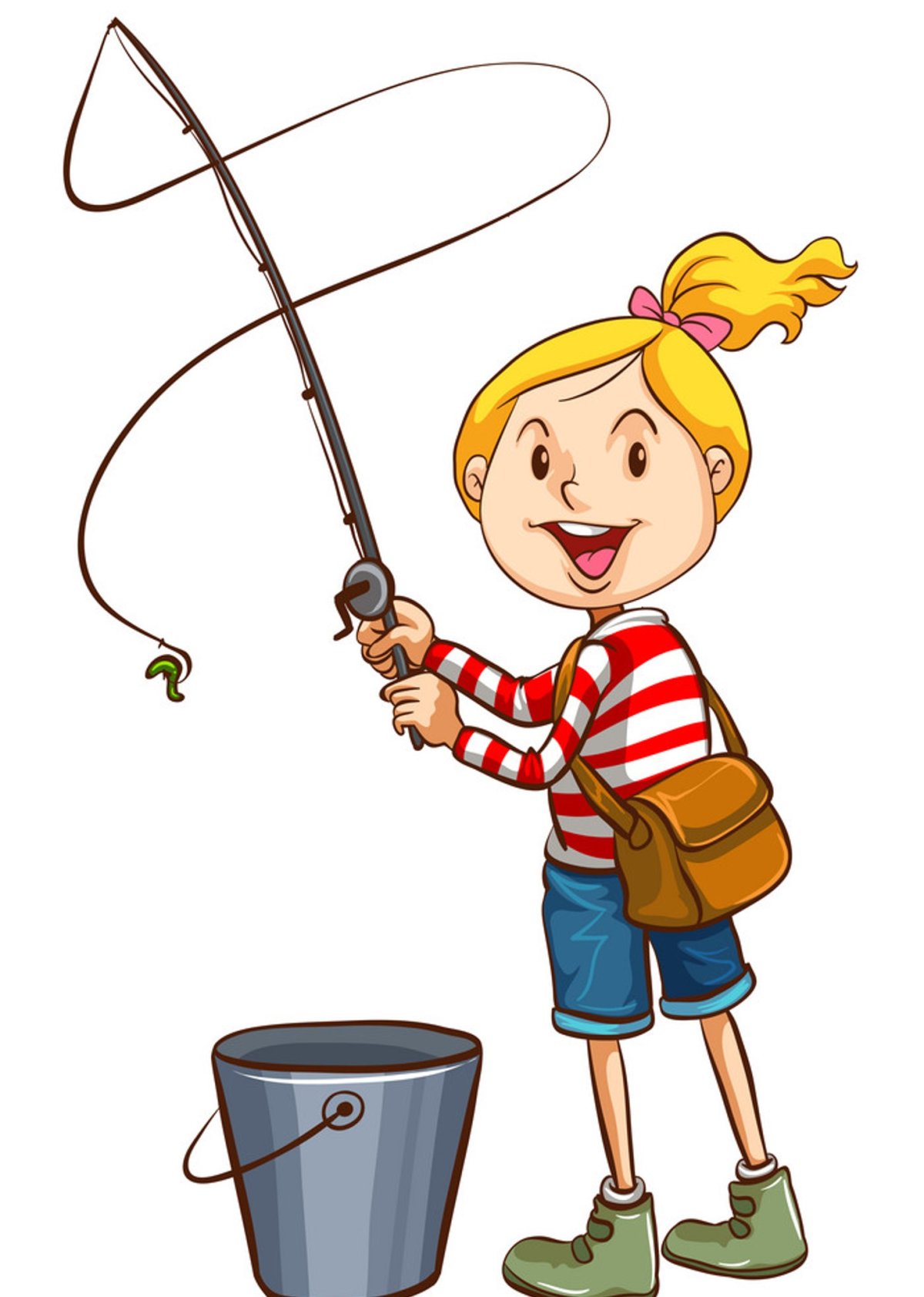 Мальчик Рыбак на белом фоне