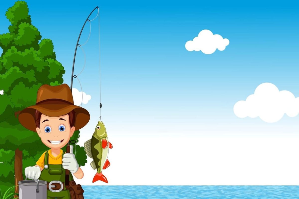 Рыбак с удочкой для детей