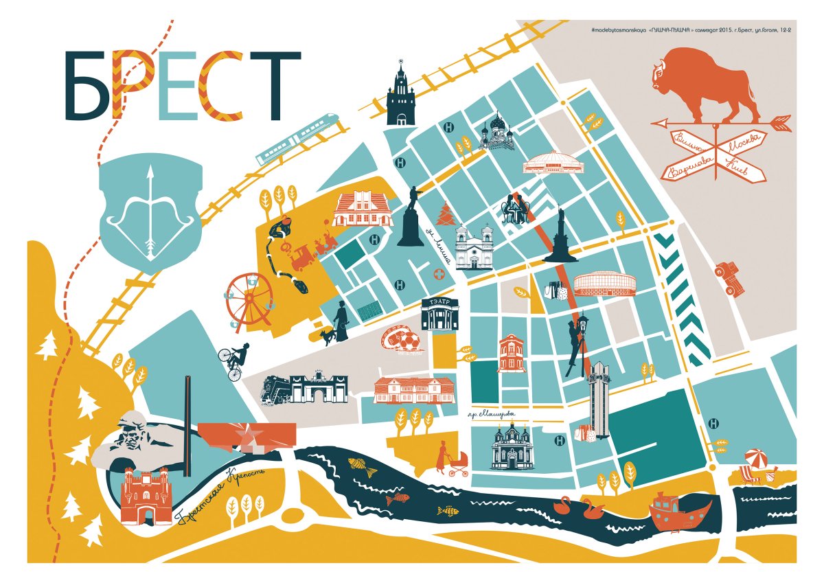 Брест карта города туристическая