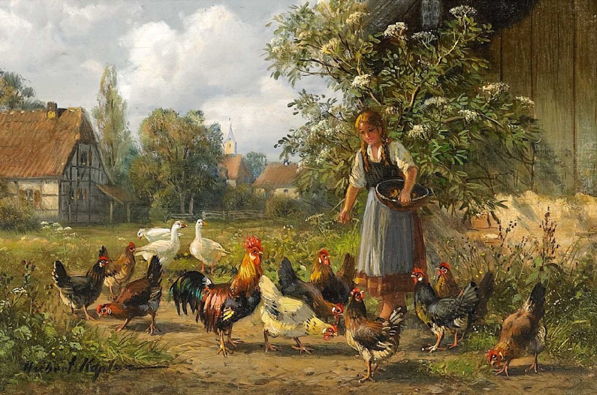 Девушка в курятнике