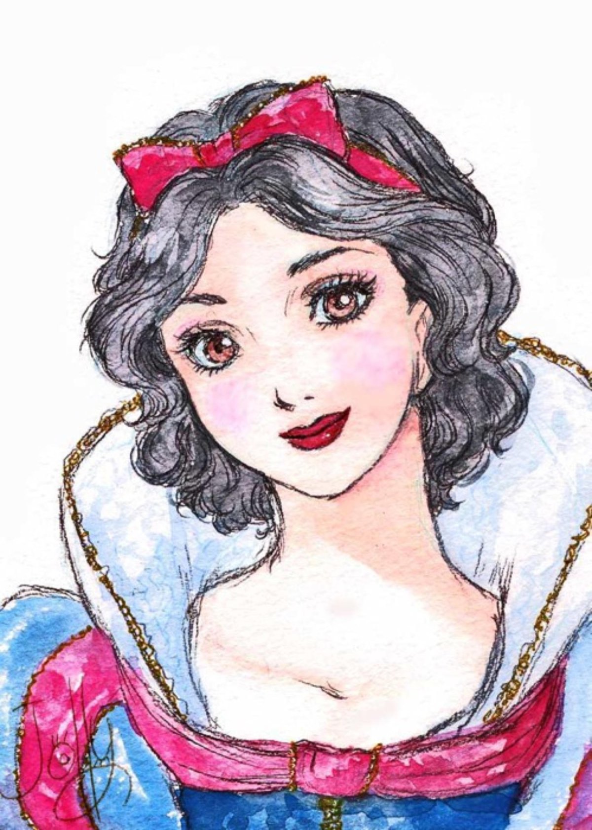 Портрет Белоснежки карандашом