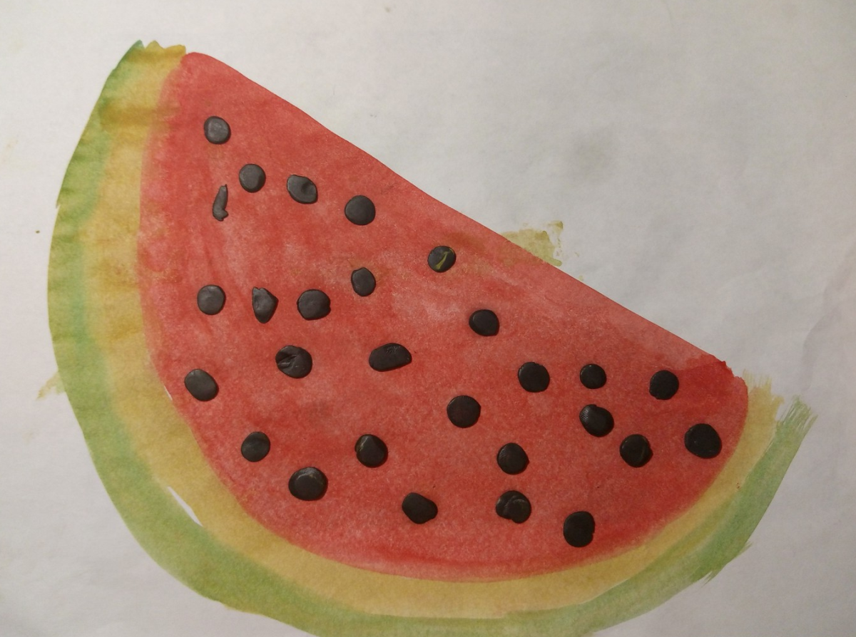 Рисование долька арбуза