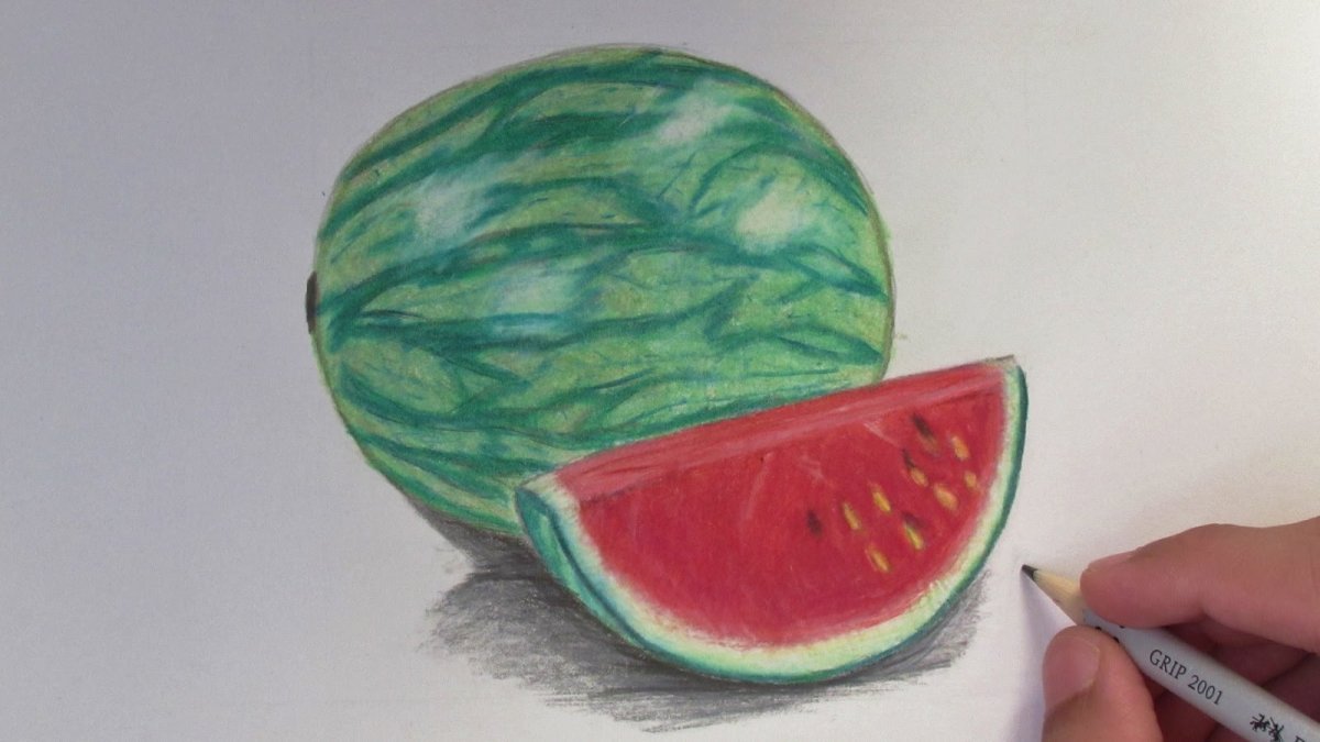 Арбуз рисунок карандашом