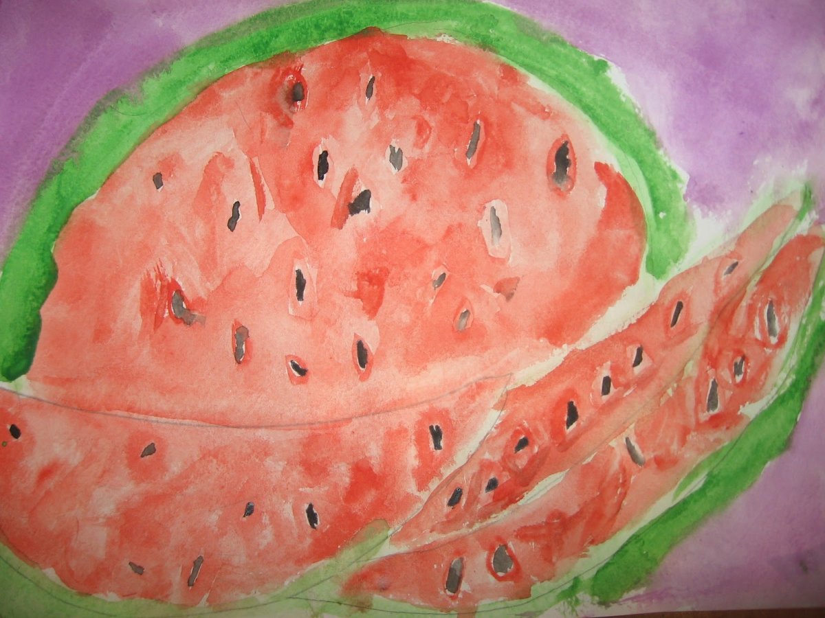 Арбуз для срисовки карандашом