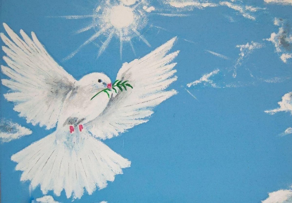 Голубь с георгиевской лентой