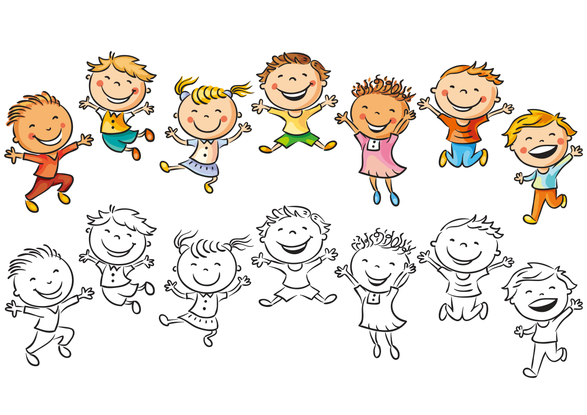 Дети играют на природе вектор