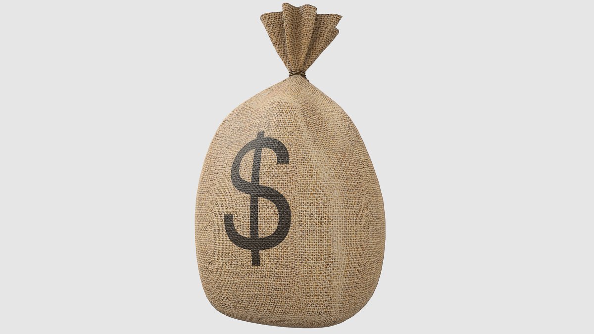 Тащит мешок с деньгами