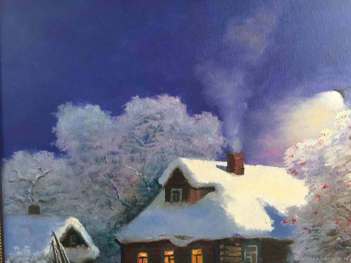 Зимняя Лунная ночь картина Янова Виктора