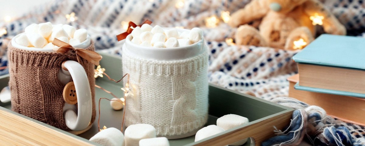 Плед и какао с зефирками