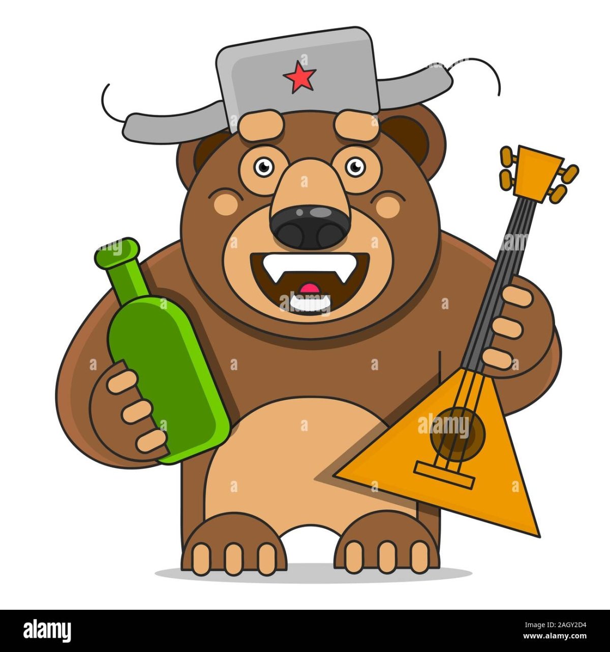 Медведь в шапке ушанке с балалайкой