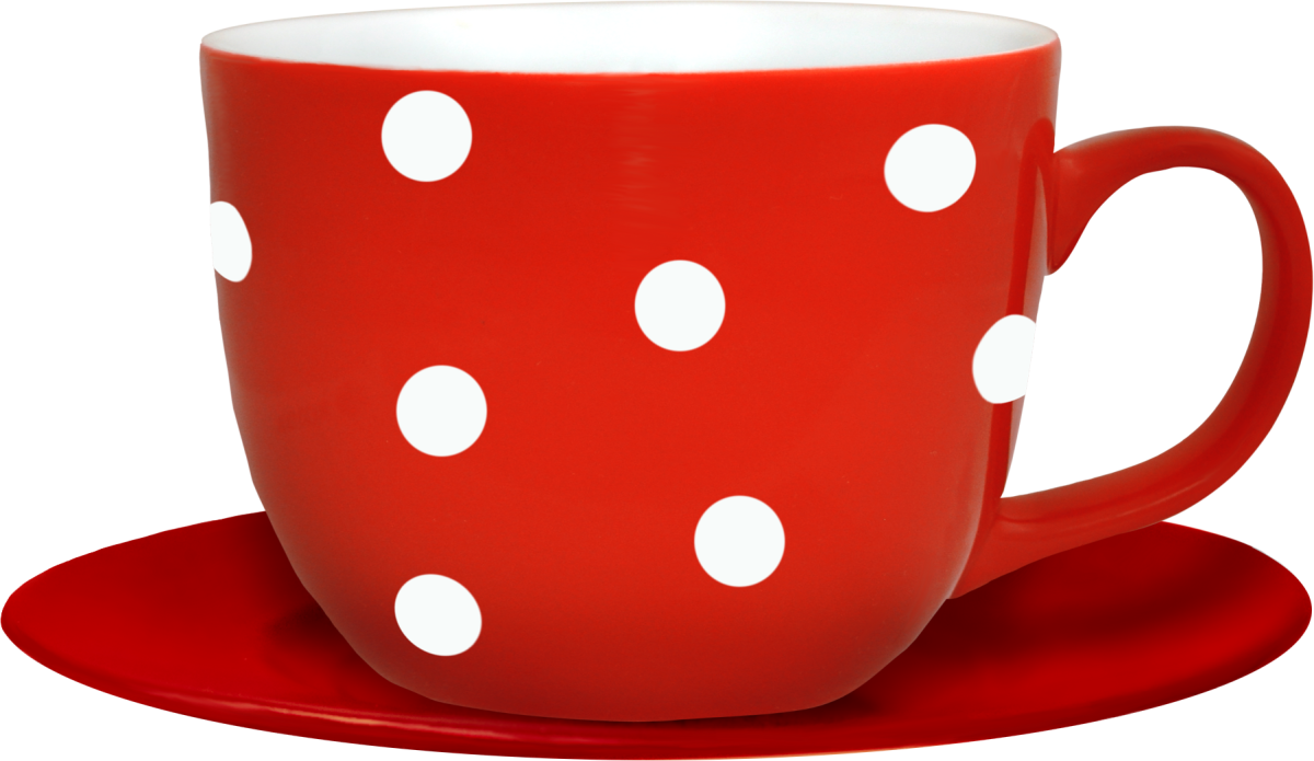 Чашка красная в белый горох