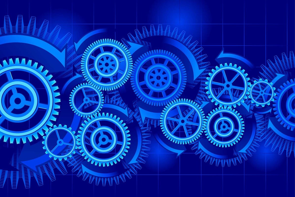 Голубой фон с шестеренками