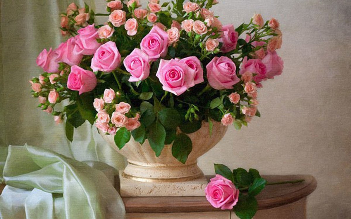 Букет цветов в белой вазе Кончаловский