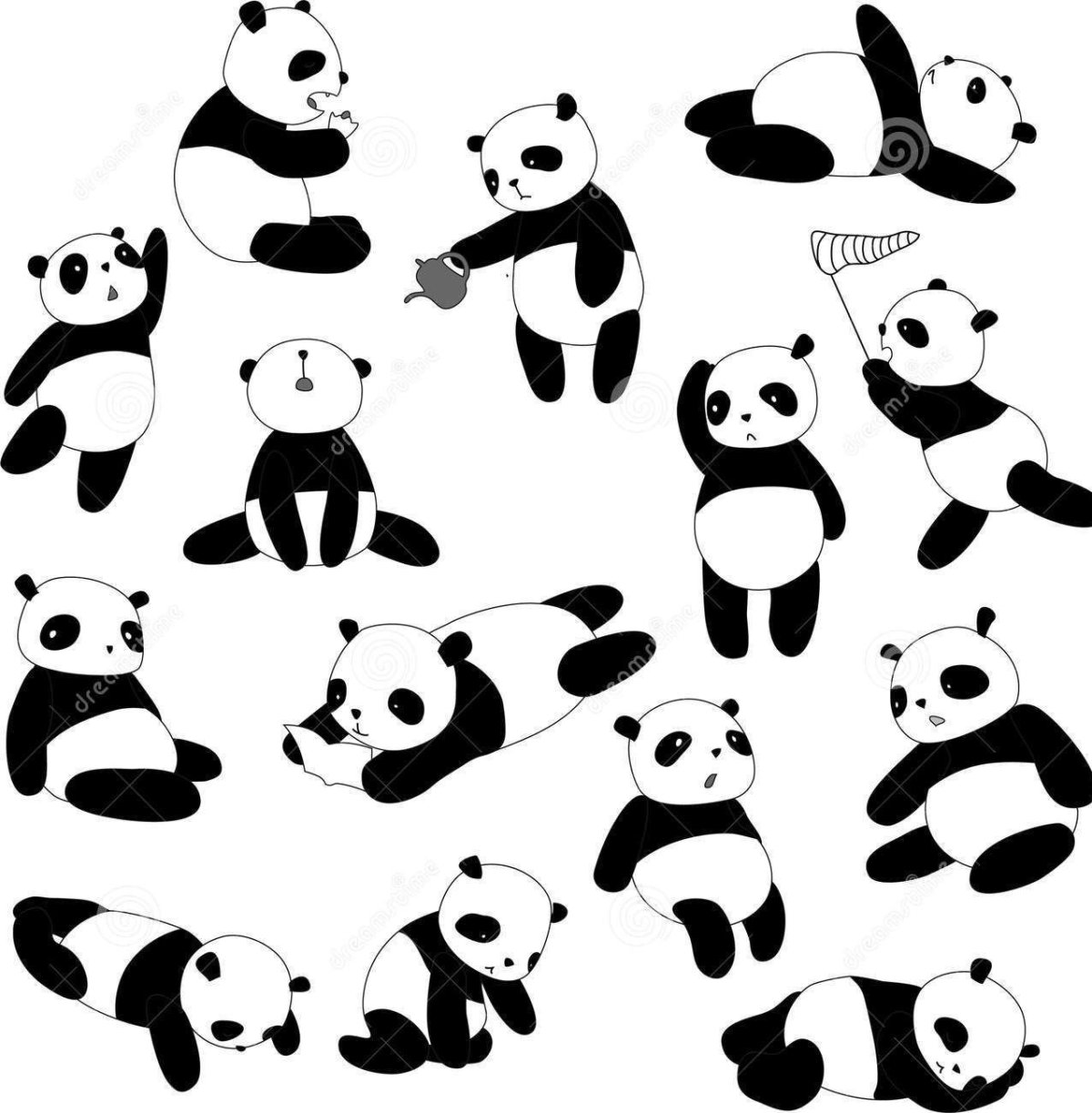 Панда черно белая Графика