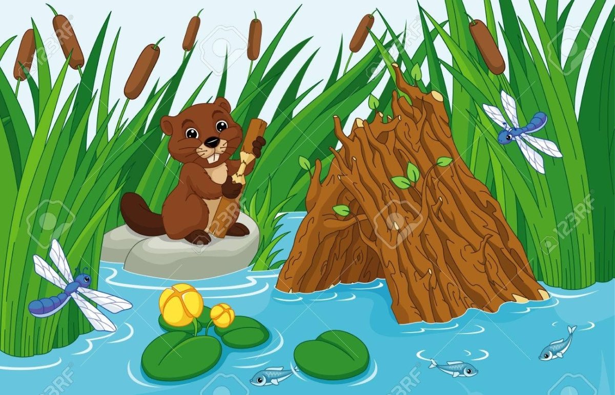 Веселый бобёр мультяшный