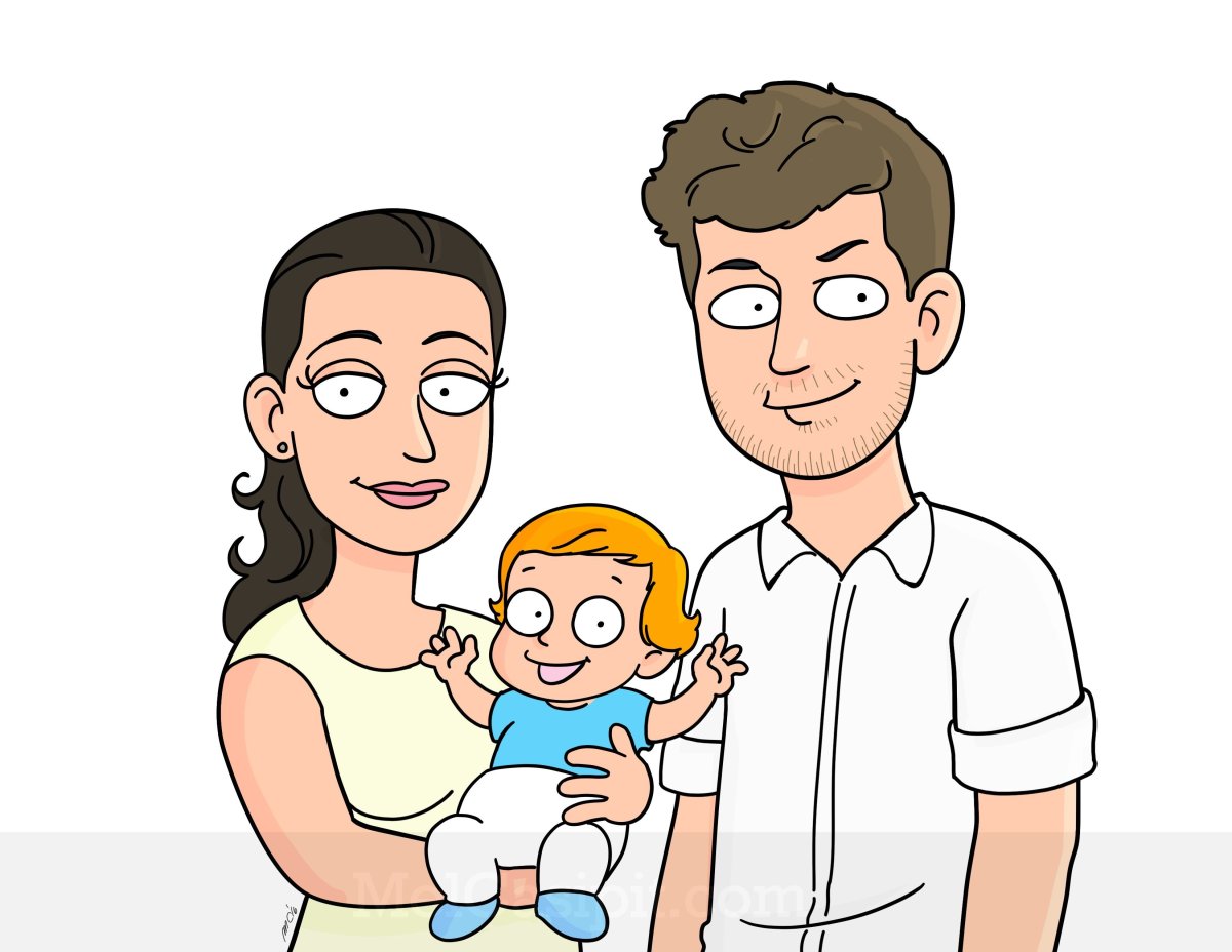 Семья в мультяшном стиле