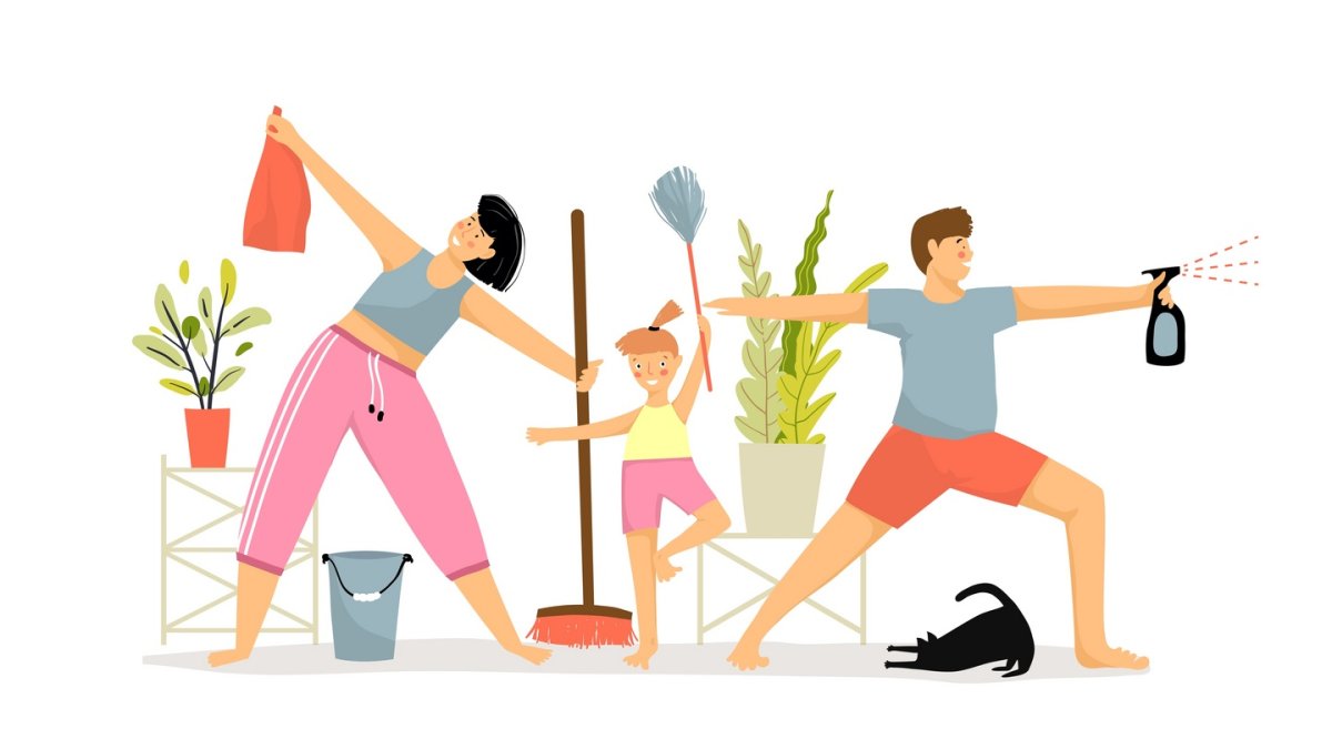 Семья уборка вектор