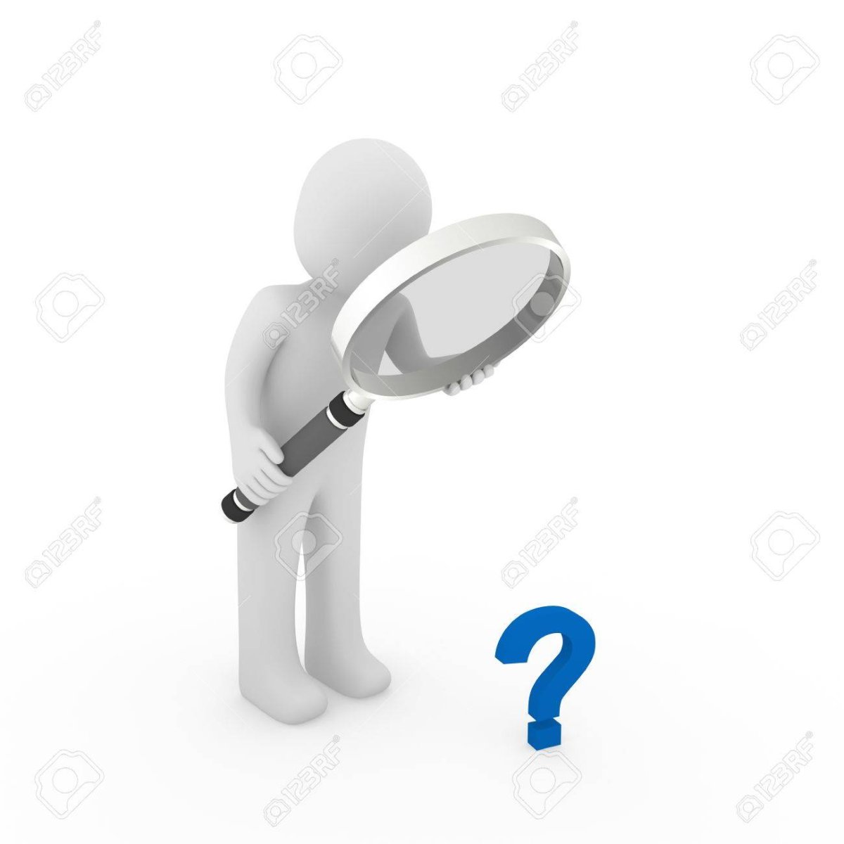 Человечек с лупой для презентации