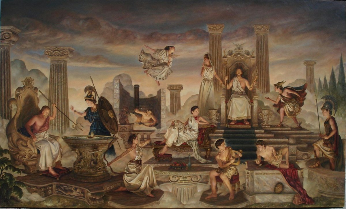 Боги древней Греции пируют на Олимпе