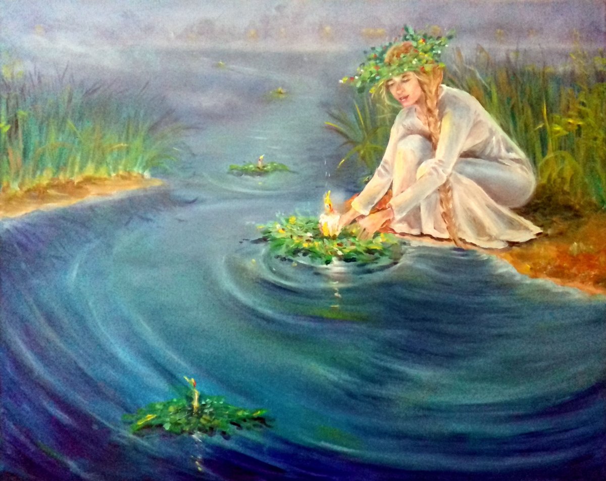 Венок на вода живопись