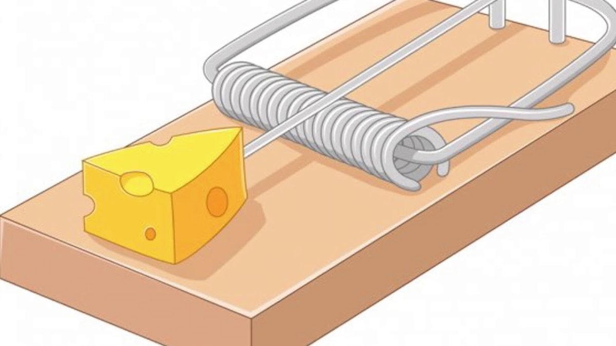 Мышеловка на белом фоне