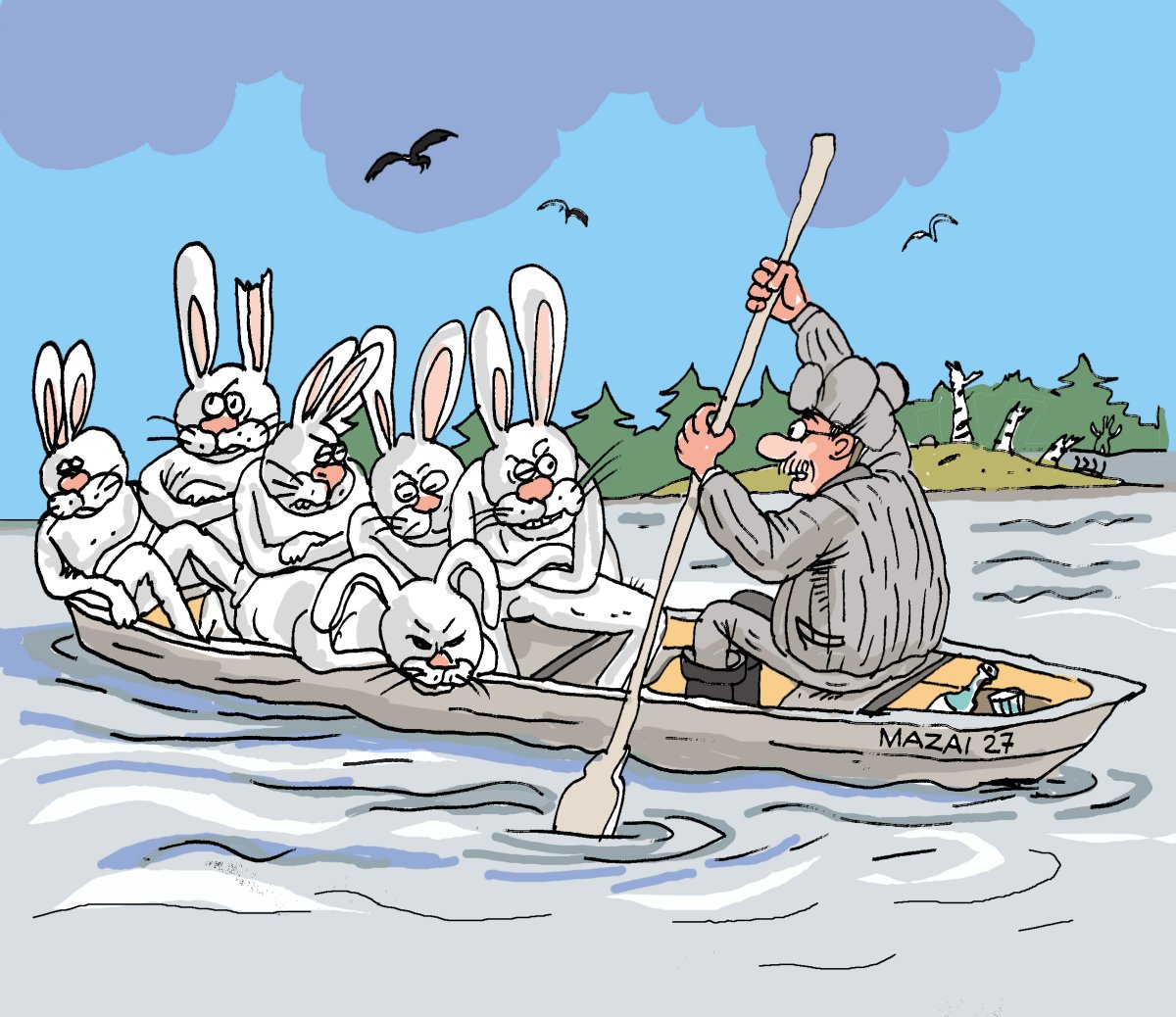 Картина дед Мазай и зайцы художник